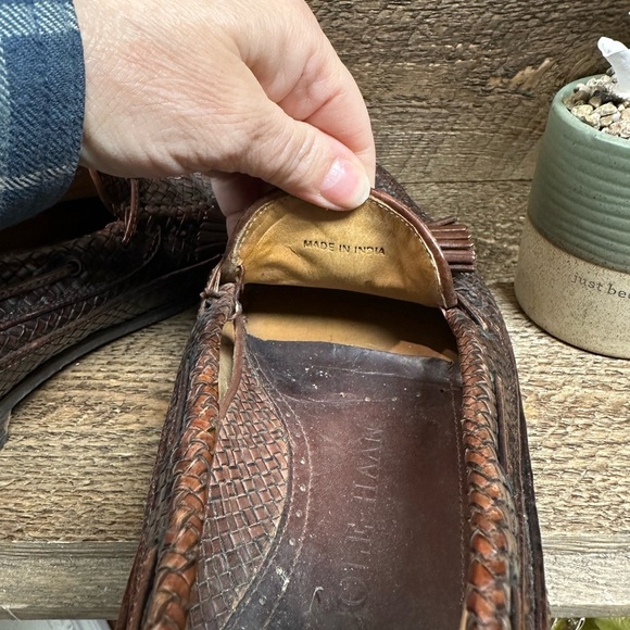 Cole Haan Brown Woven Leather Tassel Loafers – Men’s 8.5D - Picture 7 of 8